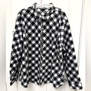 Lee Riders Women's XXXL Black and White Plaid Button Up Flannel Fleece